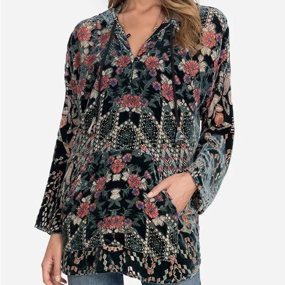 Johnny Was Marami Burnout Hoodie Pete & Greta Silk Blend NWT